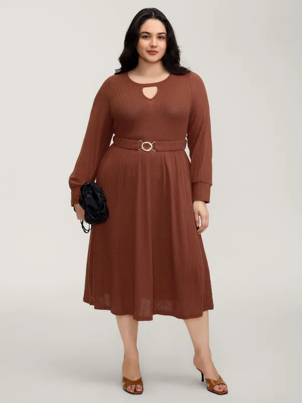 Heather Ribbed Stretchy Metal Buckle Maxi Dress sold by Bloomchic