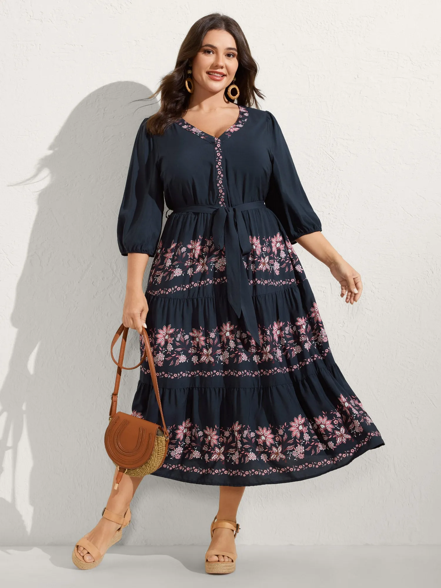 Floral Position Print Belted Maxi Dress sold by Bloomchic product image thumbnail 3