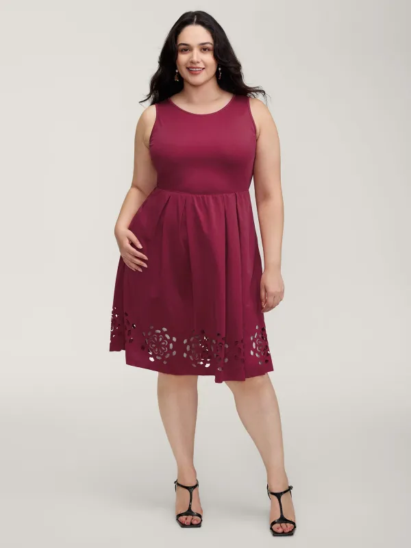 Laser Cut Hem Backless Tie Midi Dress sold by Bloomchic