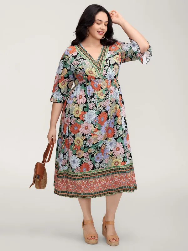 Rayon Floral Print V-Neck Maxi Dress sold by Bloomchic