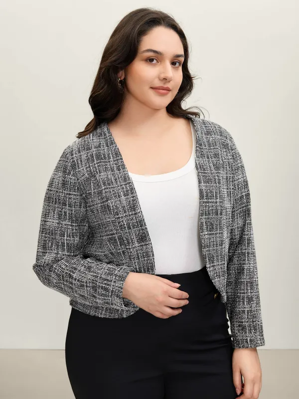 Tweed Open-Front Arc Hem Jacket sold by Bloomchic
