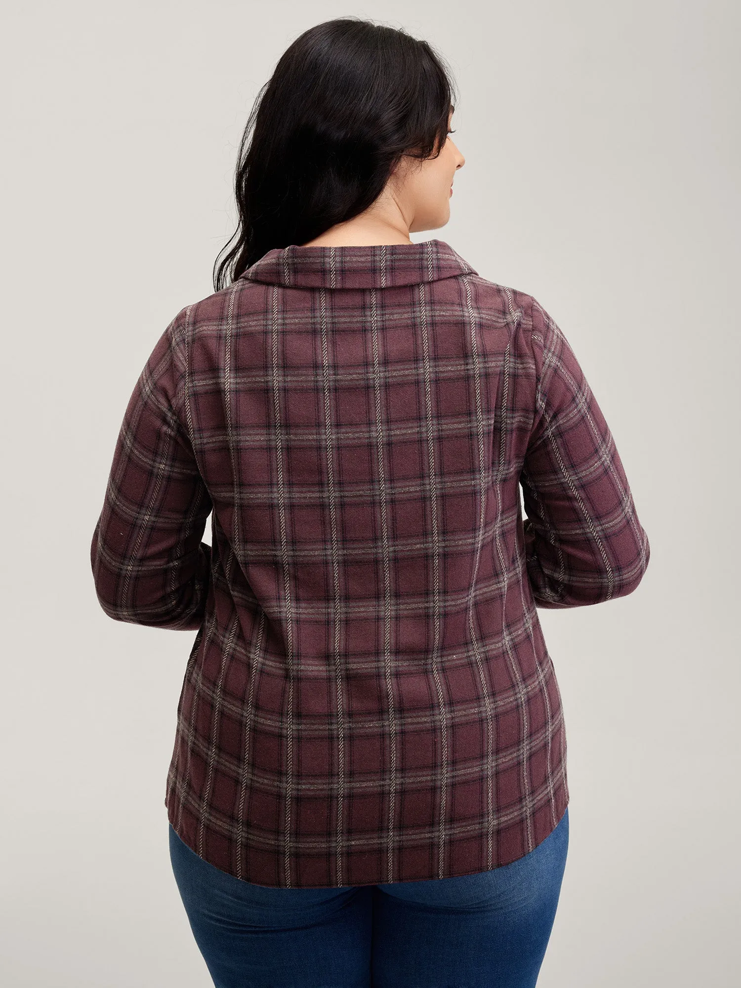 Plaid Pattern Relaxed-Fit Collar Blouse sold by Bloomchic product image thumbnail 4