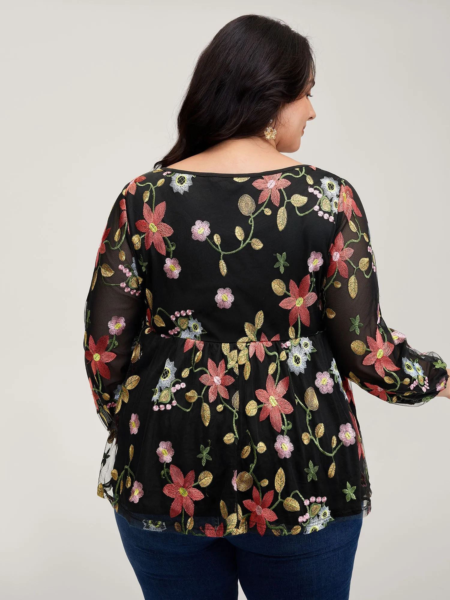 Floral Embroidered Mesh Knit Top sold by Bloomchic product image thumbnail 4