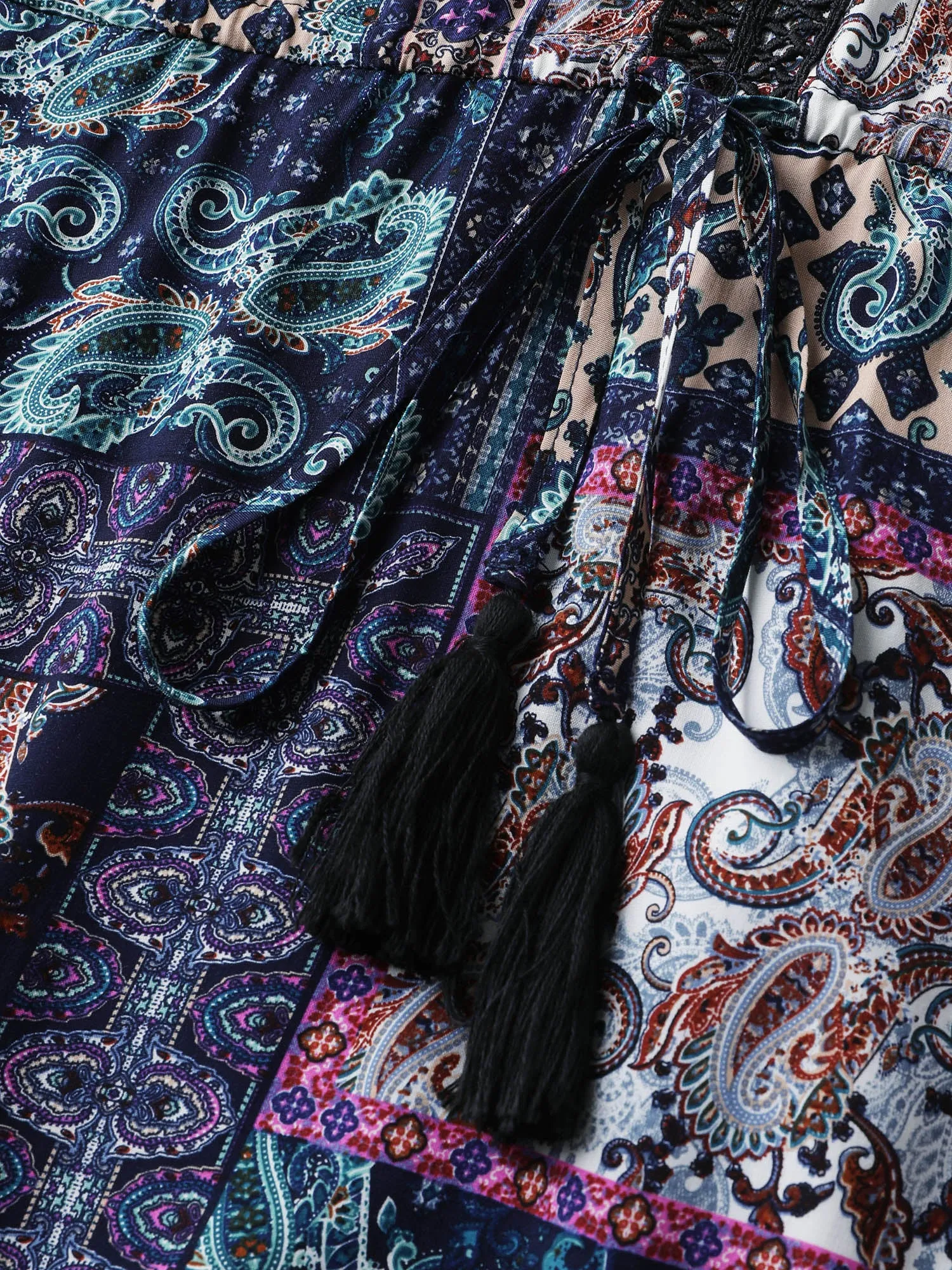 Rayon Floral Collage Shirred Maxi Dress sold by Bloomchic product image thumbnail 5