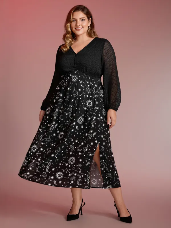 Starry Adventure Contrast Sheer Midi Dress sold by Bloomchic