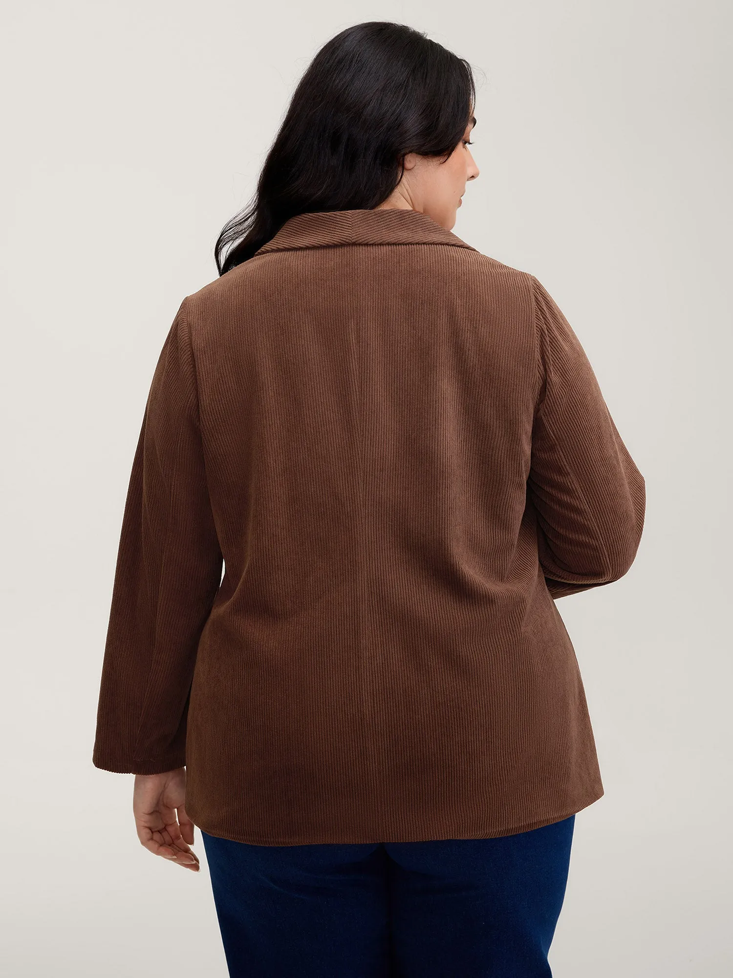 Corduroy Gathered Sleeve Ribbed Collar Blazer sold by Bloomchic product image thumbnail 4