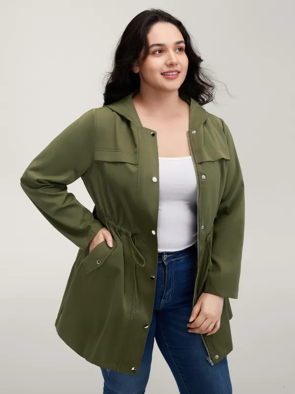 Parka Hooded Adjustable Waist Drawstring Jacket sold by Bloomchic