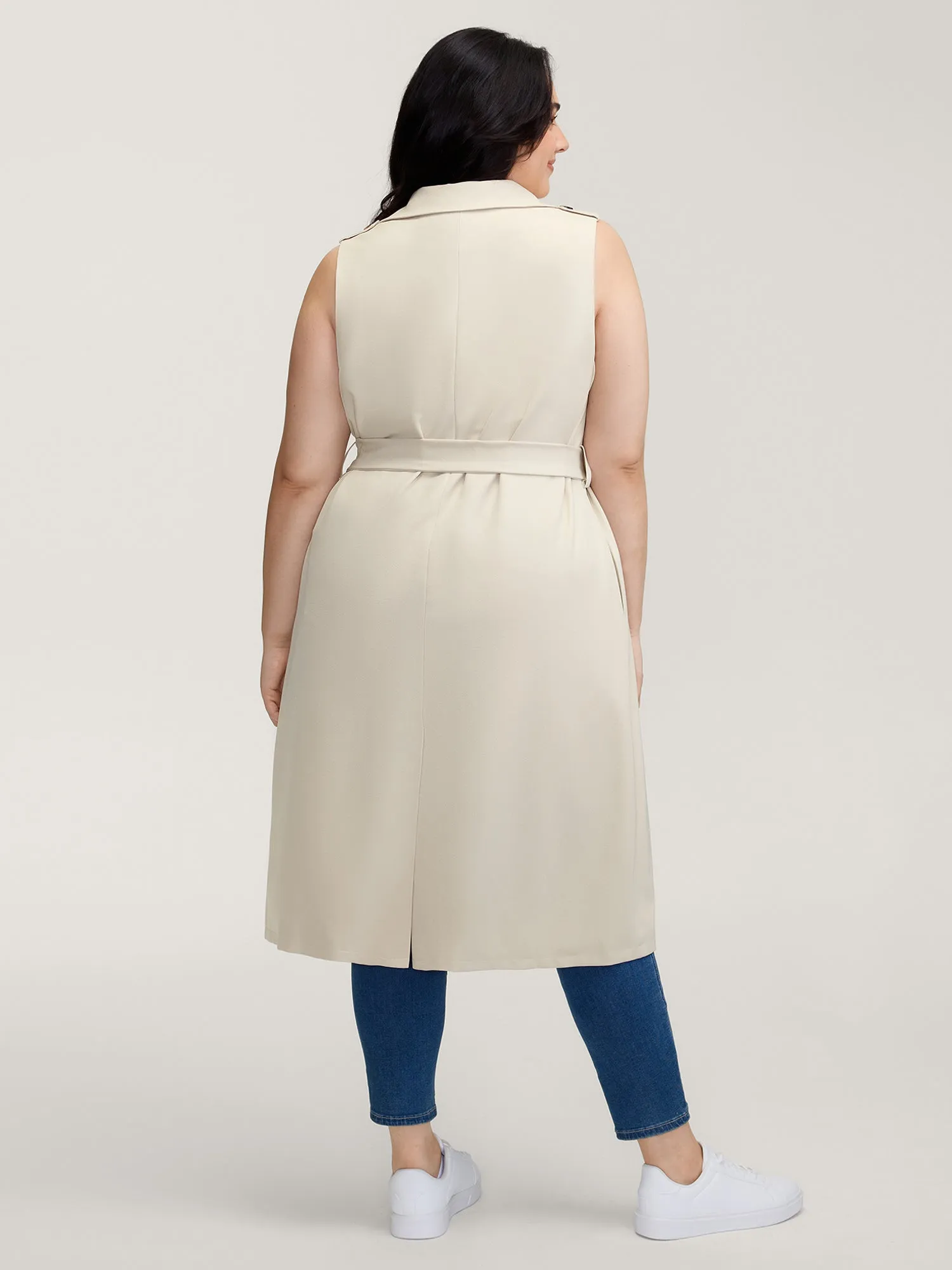 Back Slit Waist Belt Lined Long Vest sold by Bloomchic product image thumbnail 5