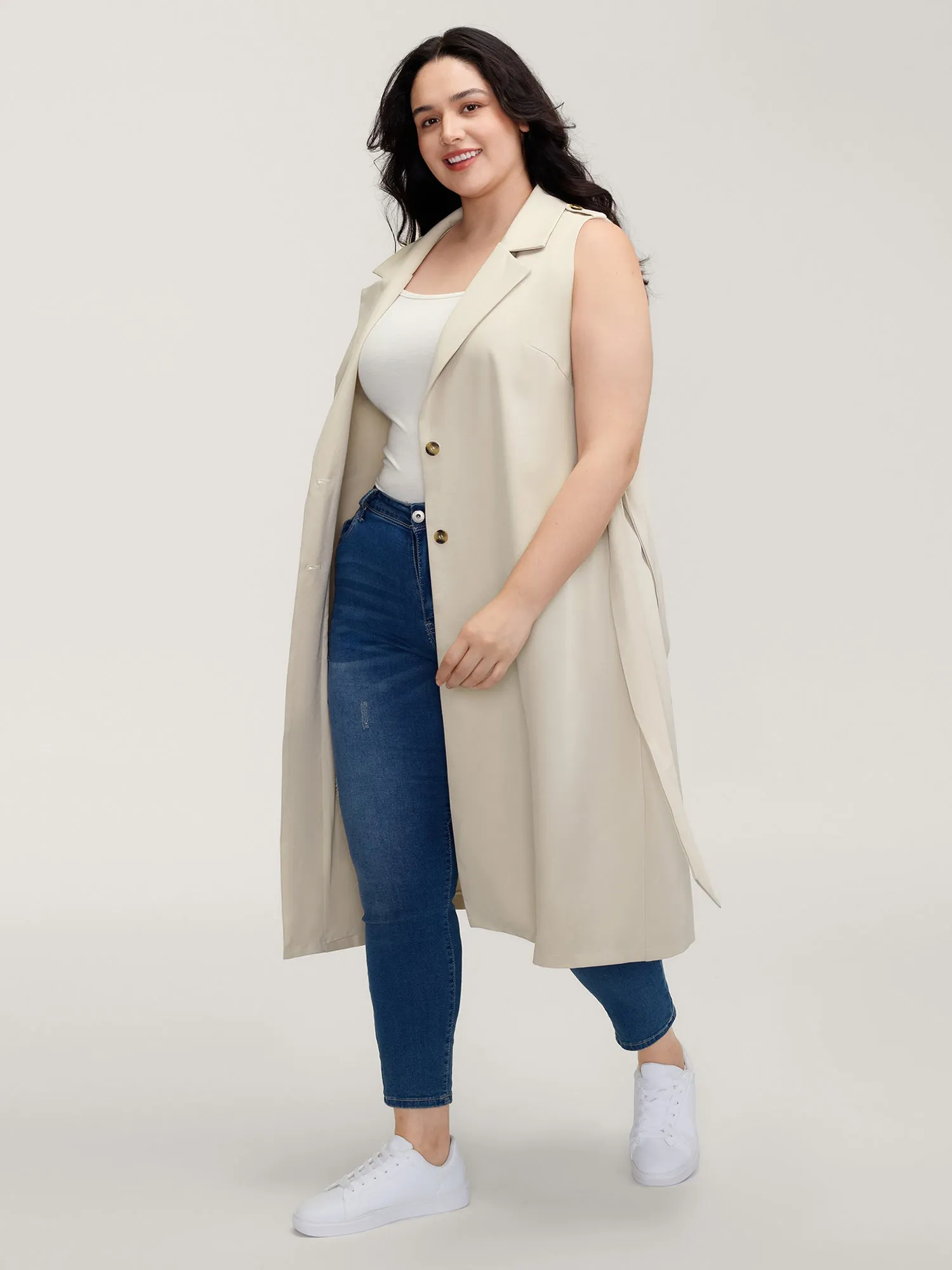 Back Slit Waist Belt Lined Long Vest sold by Bloomchic product image thumbnail 4