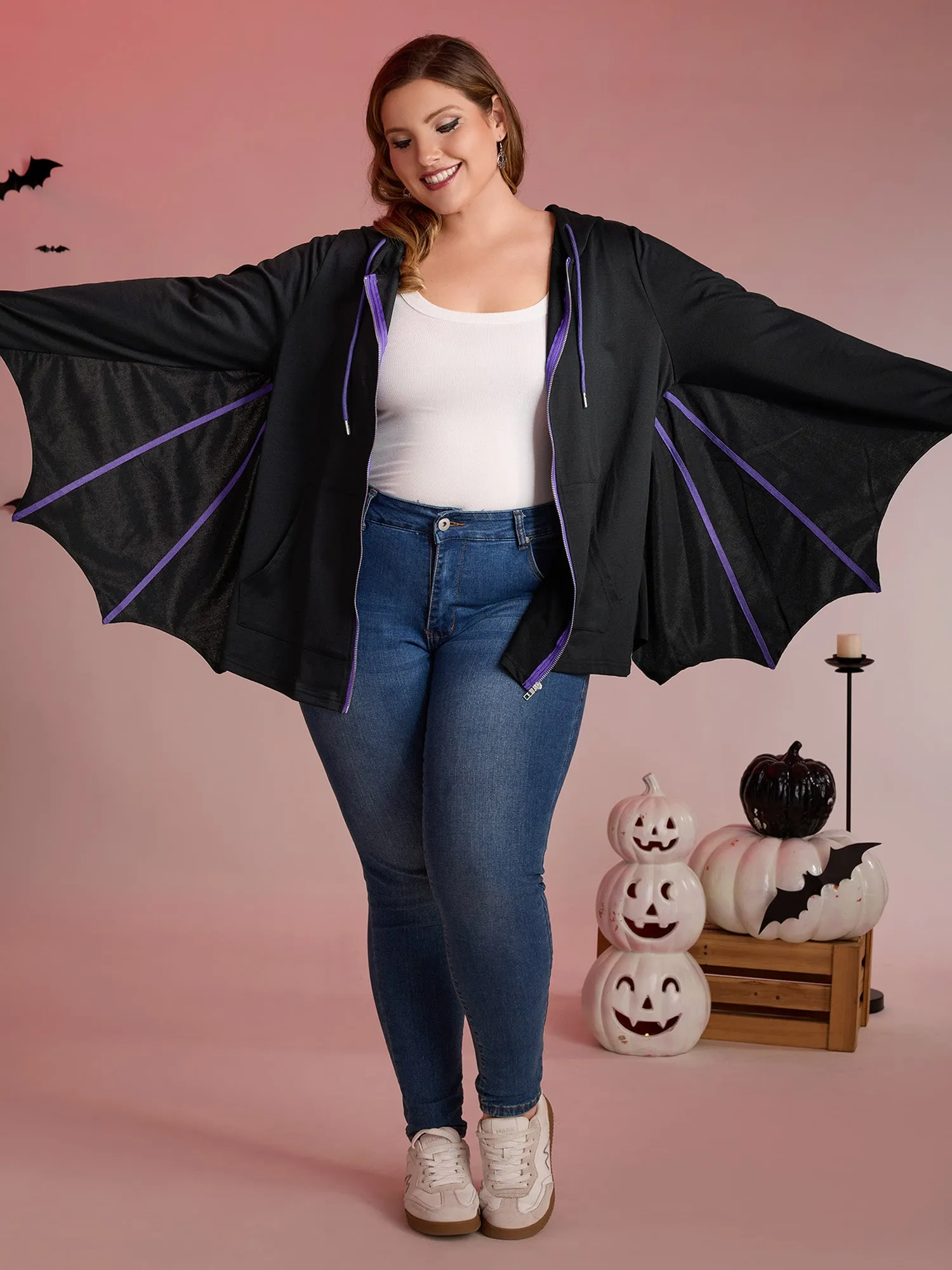 Bat-Shaped Contrast Stretchy Jacket sold by Bloomchic product image thumbnail 4