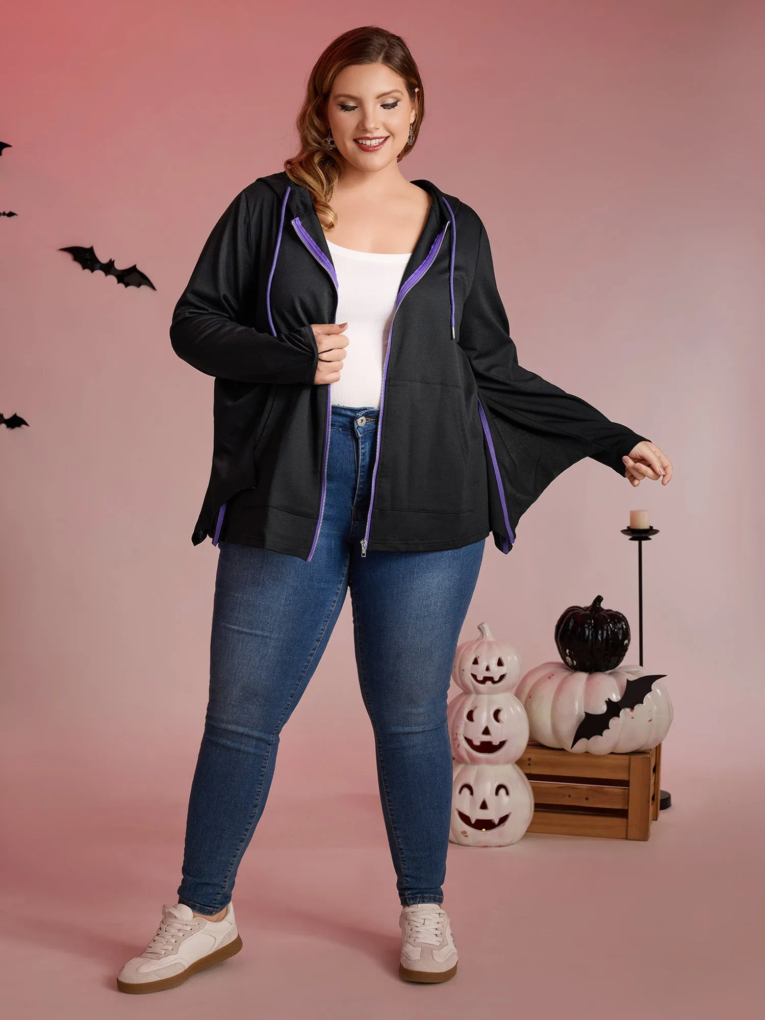 Bat-Shaped Contrast Stretchy Jacket sold by Bloomchic product image thumbnail 3