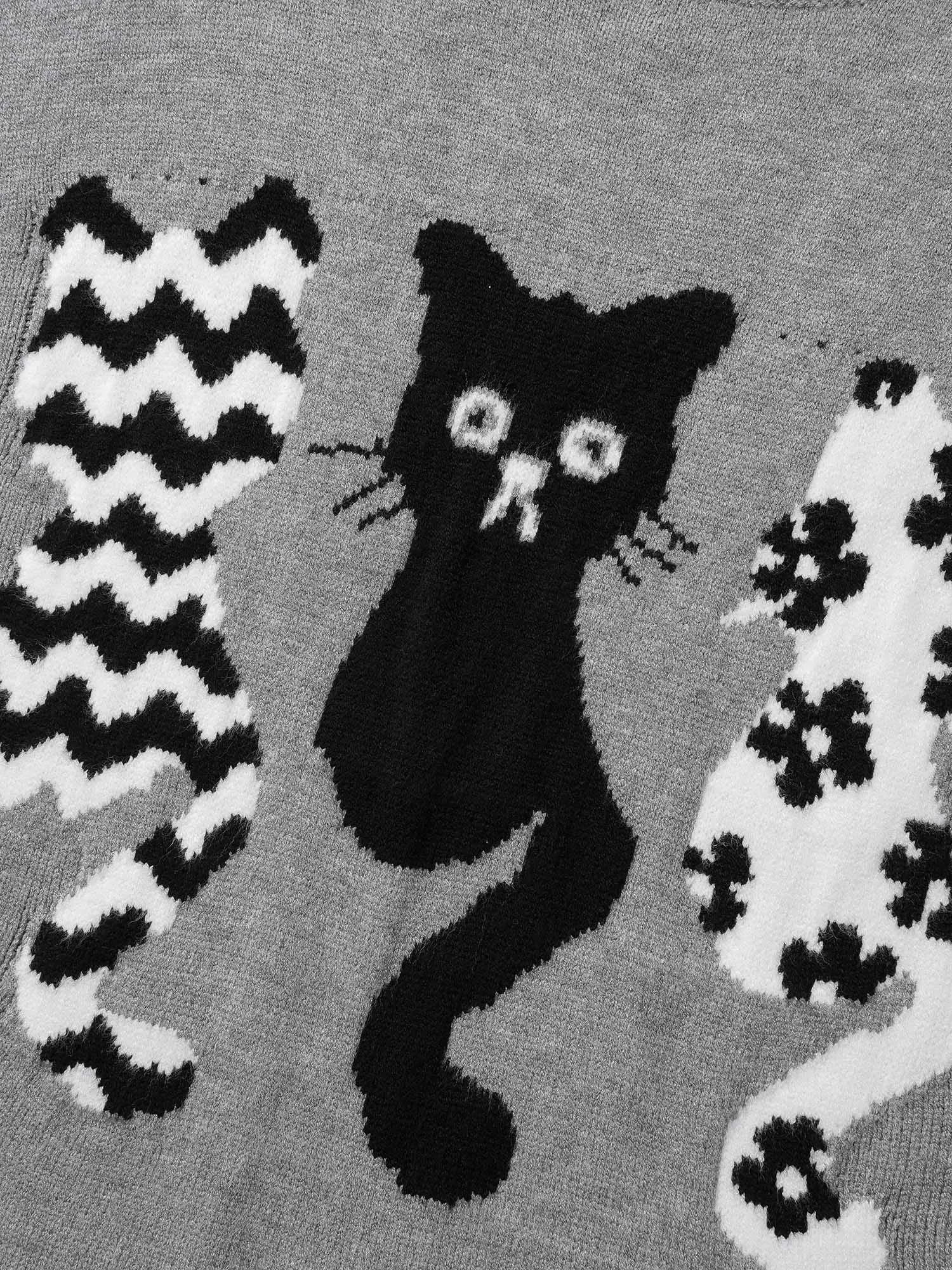 Spooky Cats Jacquard Pattern Pullover sold by Bloomchic product image thumbnail 5