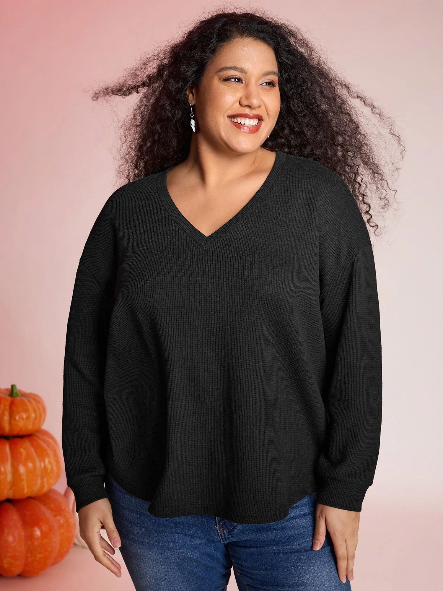 Sheer Lace Back Textured Sweatshirt sold by Bloomchic product image thumbnail 2