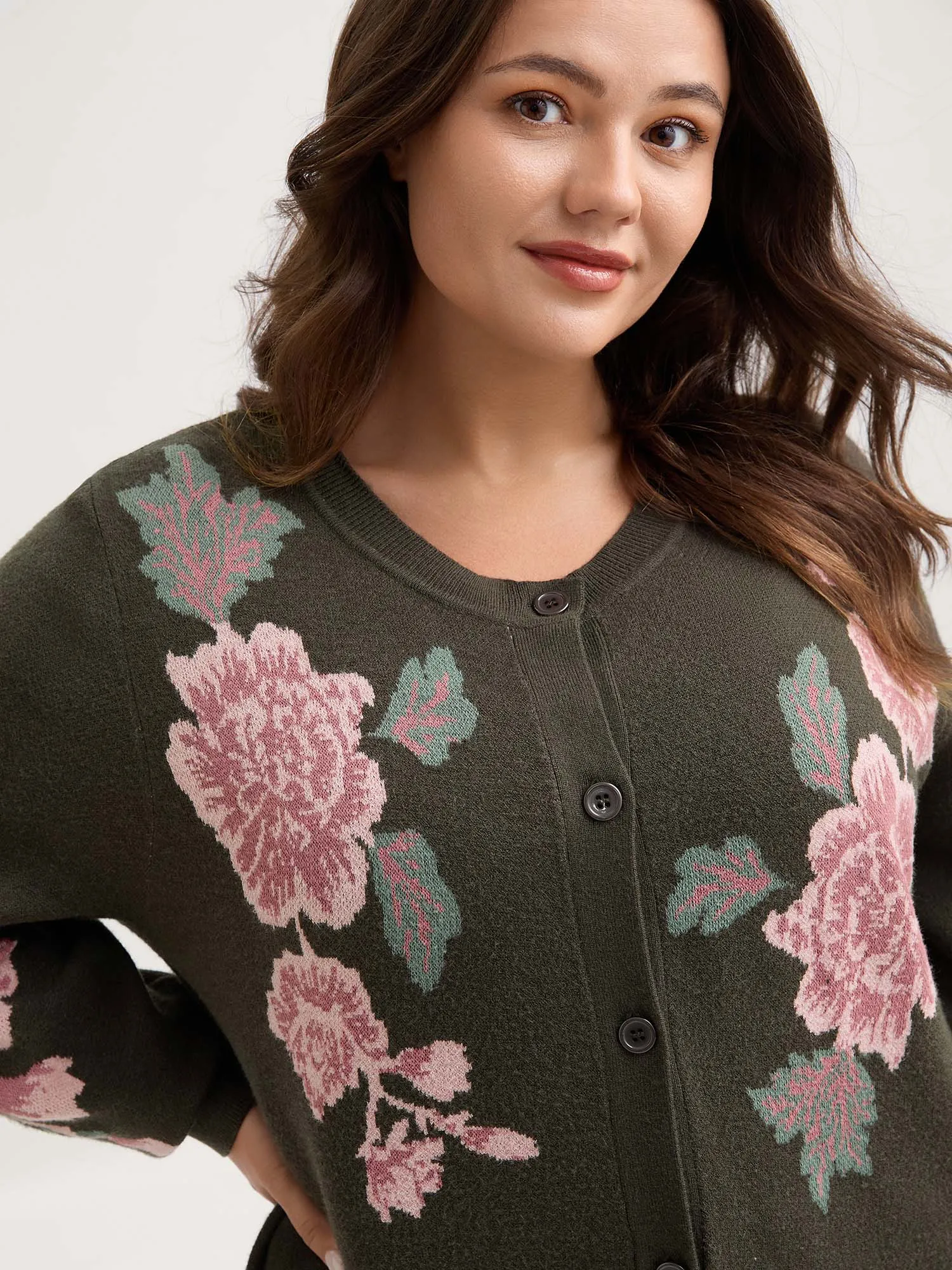 Supersoft Floral Print Button-Down Knit Cardigan sold by Bloomchic product image thumbnail 2