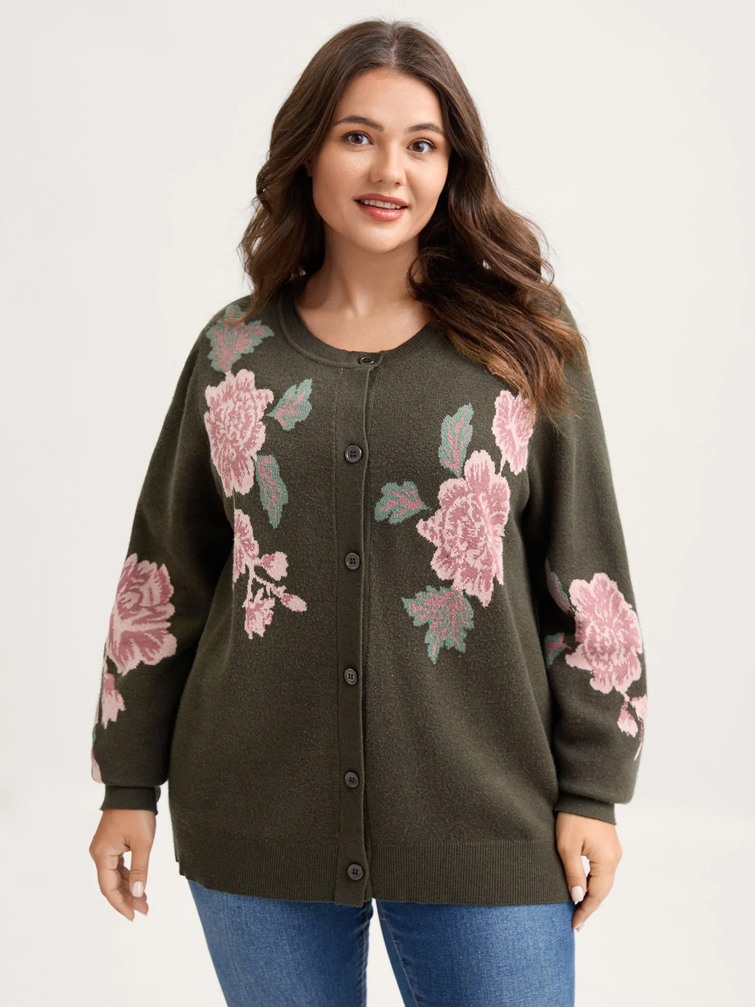 Supersoft Floral Print Button-Down Knit Cardigan sold by Bloomchic product image thumbnail 4