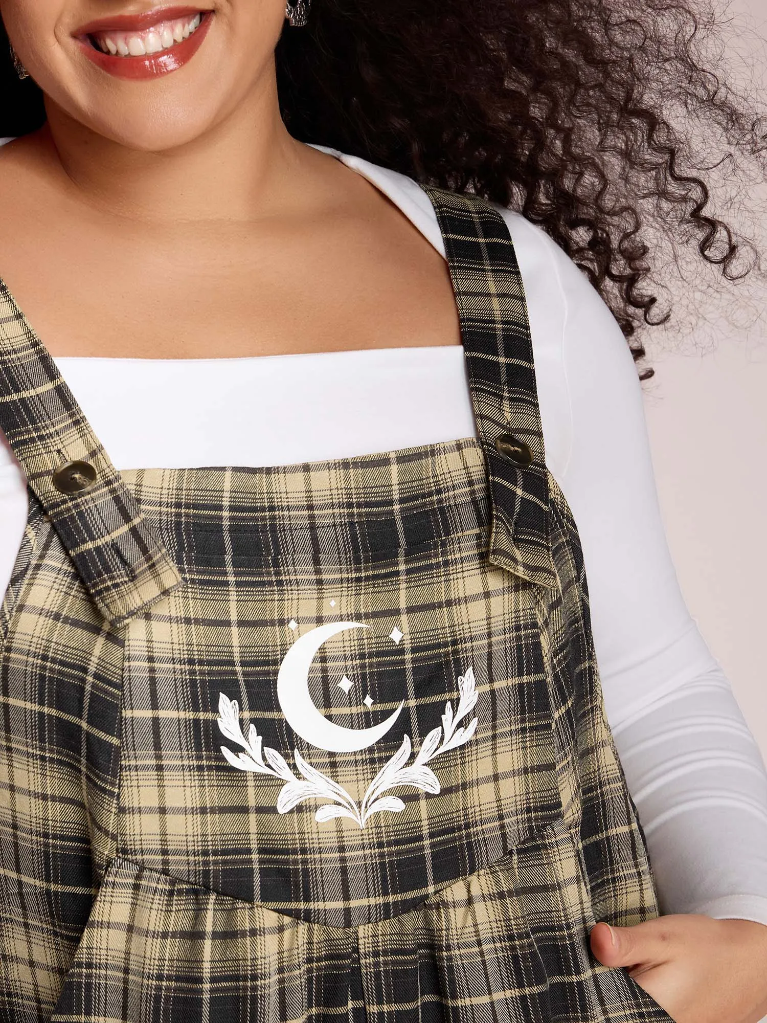 Plaid Print Moon Motif Pockets Jumpsuit sold by Bloomchic product image thumbnail 3