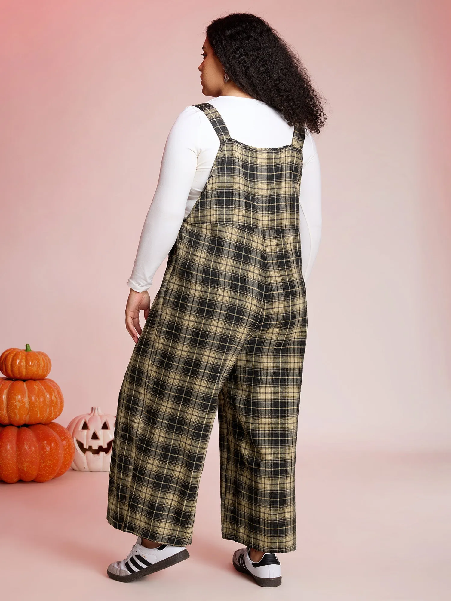 Plaid Print Moon Motif Pockets Jumpsuit sold by Bloomchic product image thumbnail 4