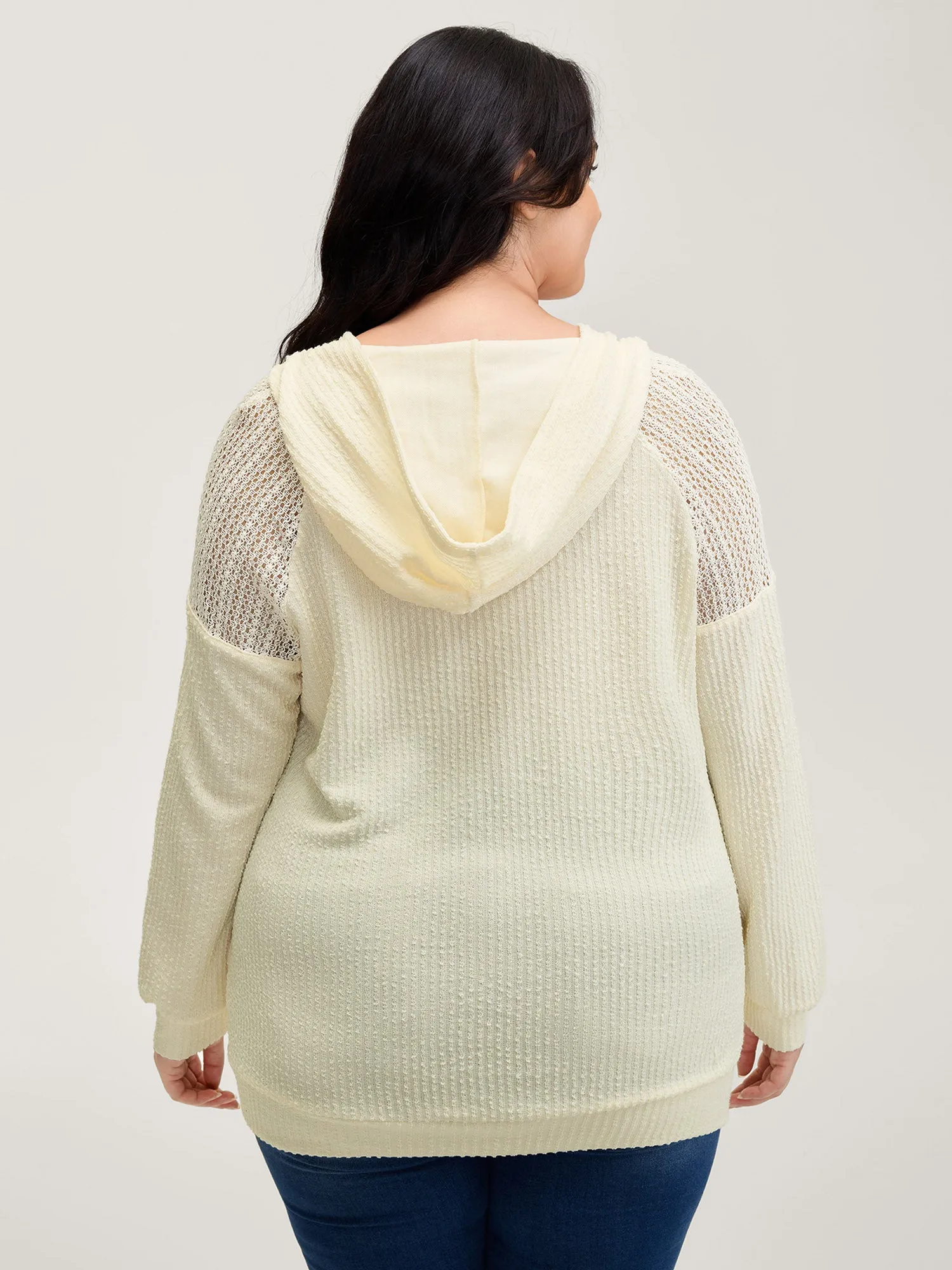 Textured Spliced Button Detail Hoodie sold by Bloomchic product image thumbnail 5
