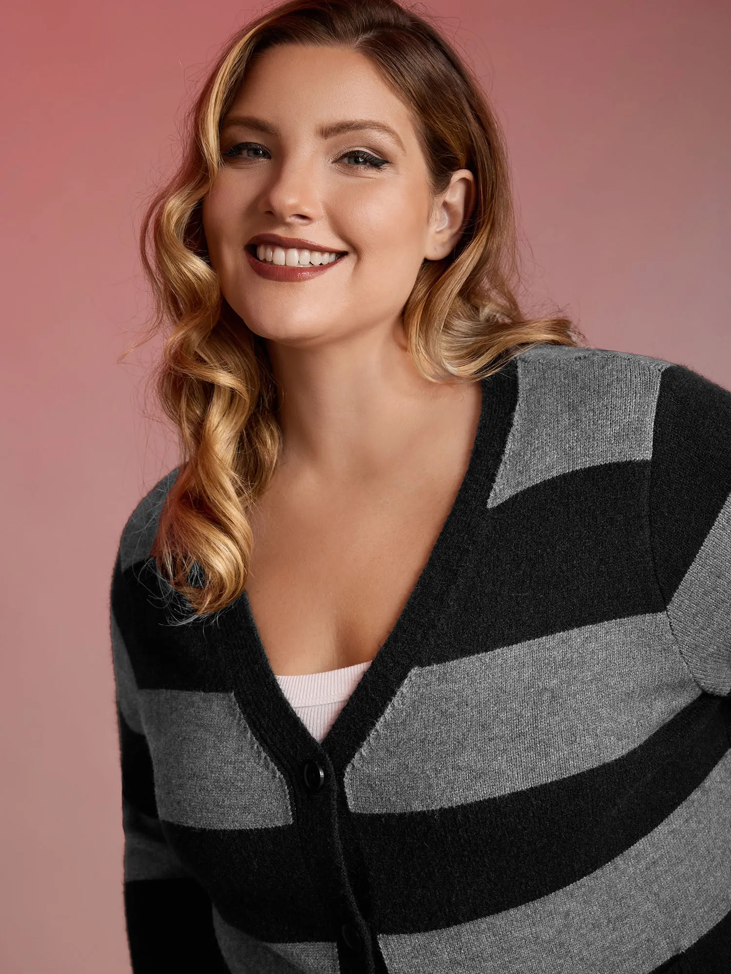 Supersoft Colorblock Button-Down Knit Cardigan sold by Bloomchic product image thumbnail 2