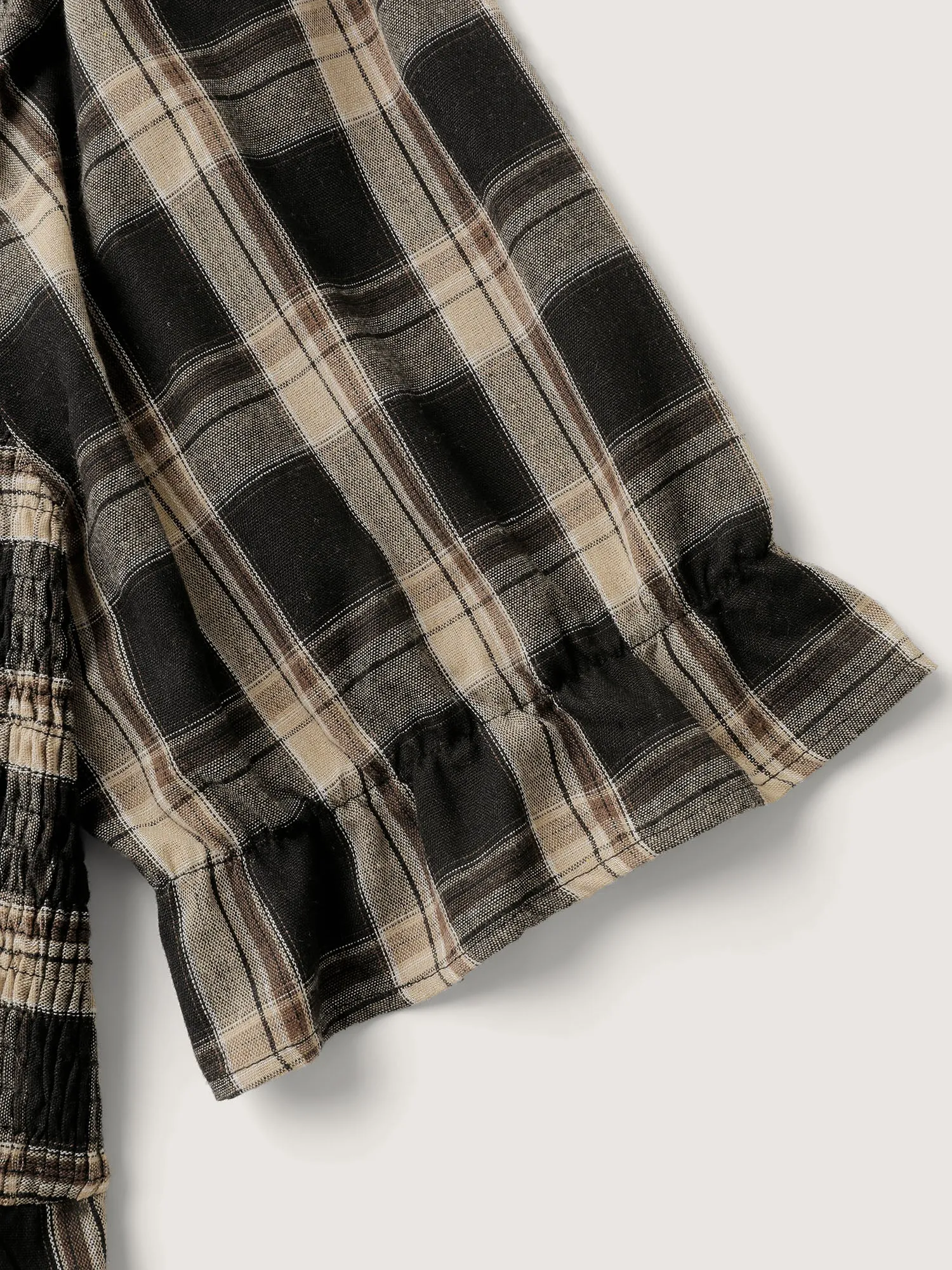 Classic Plaid Print Shirred Bodice Jumpsuit sold by Bloomchic product image thumbnail 5