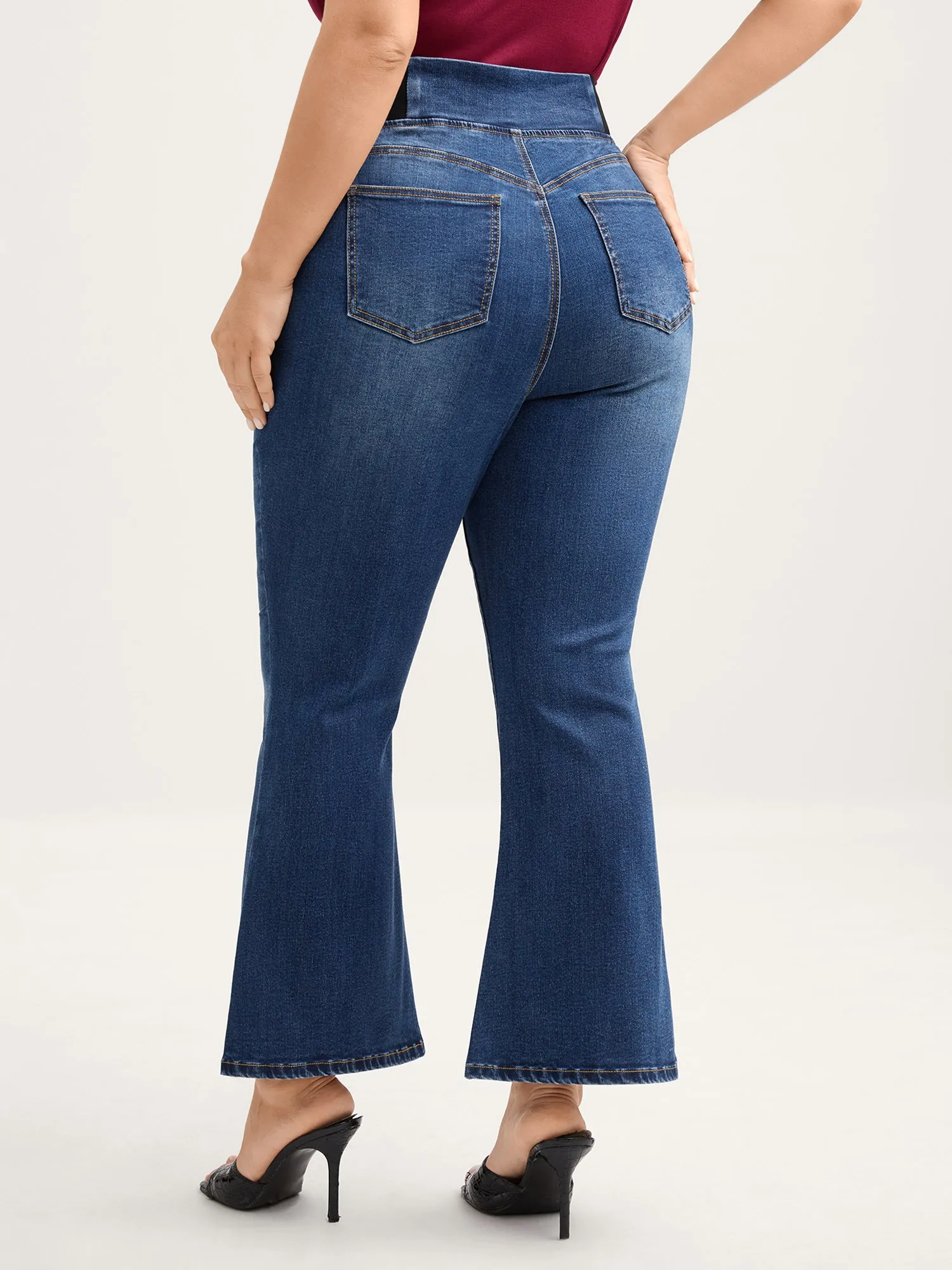 Tapered Stretchy Waist Bootcut Jeans sold by Bloomchic product image thumbnail 4