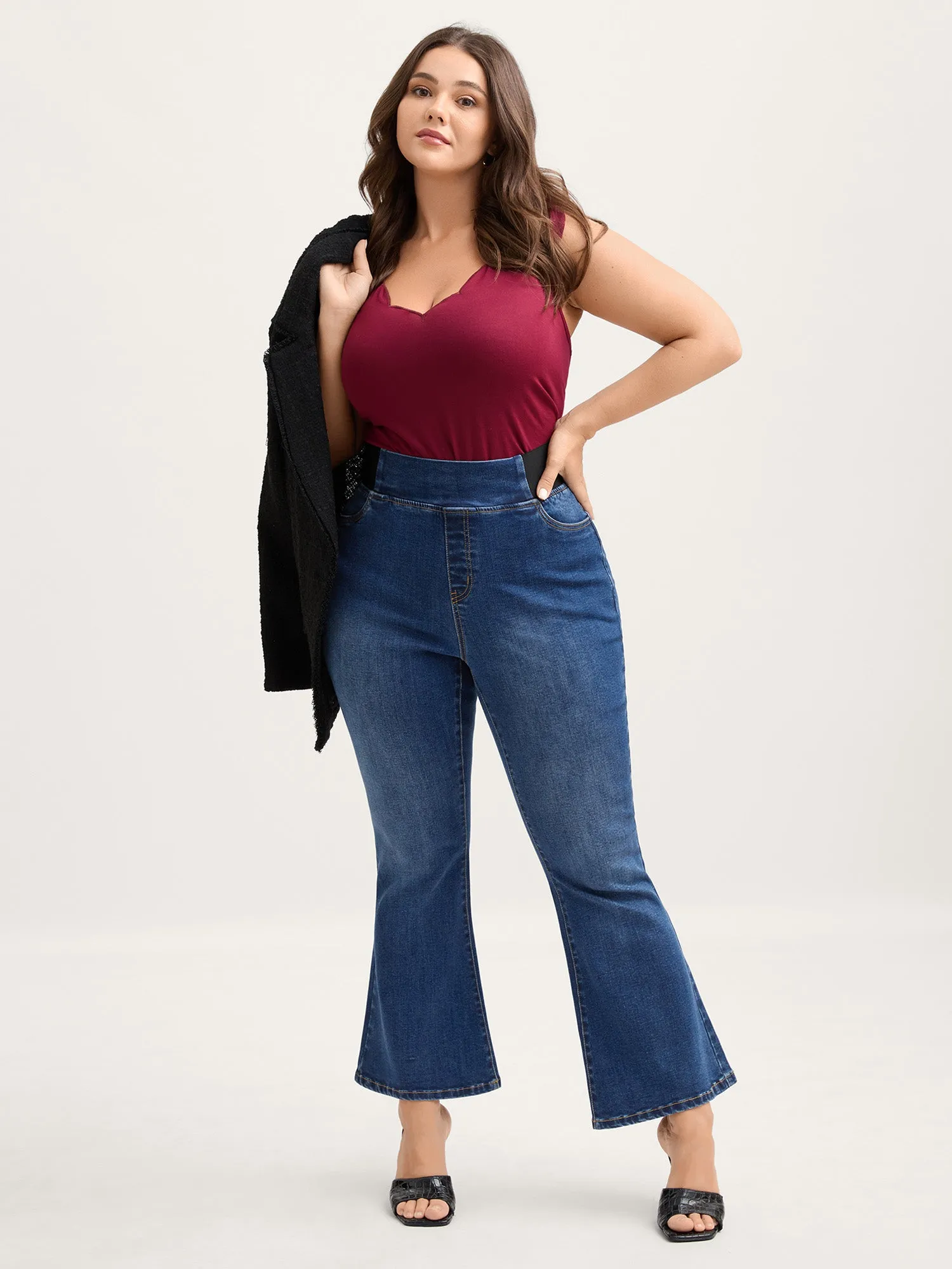 Tapered Stretchy Waist Bootcut Jeans sold by Bloomchic product image thumbnail 2