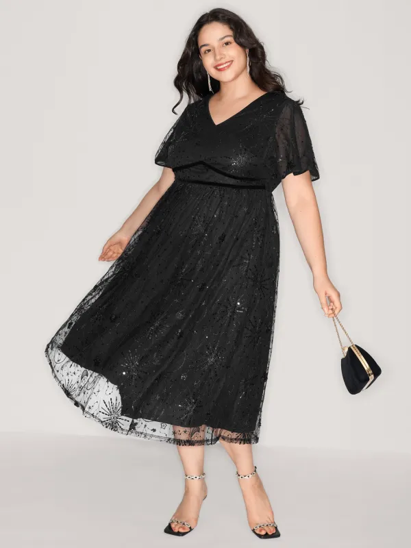 Sequin Embroidery Triangular Waist Maxi Dress sold by Bloomchic
