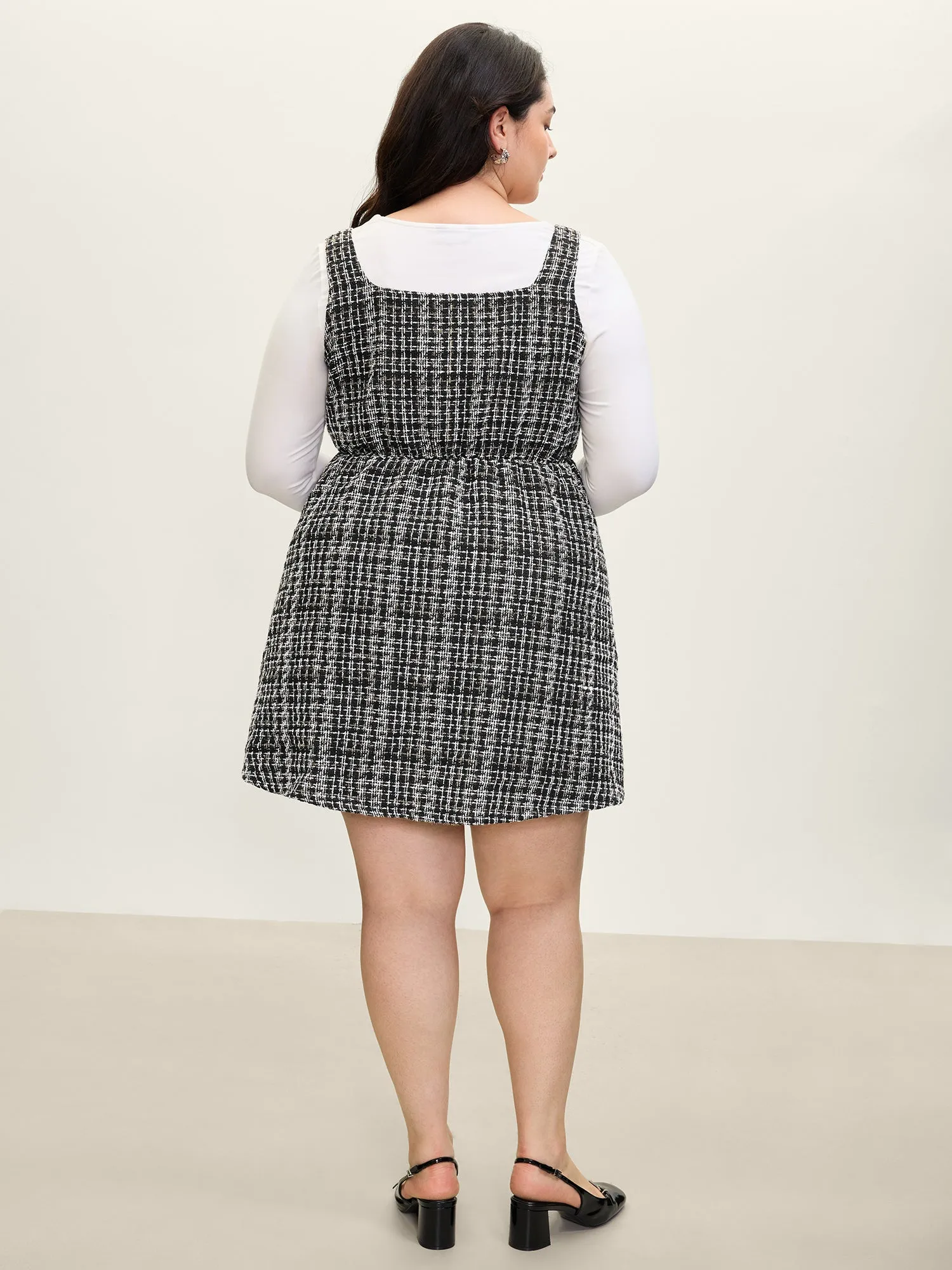 Tweed Woven Pattern Lined Button Midi Dress sold by Bloomchic product image thumbnail 4