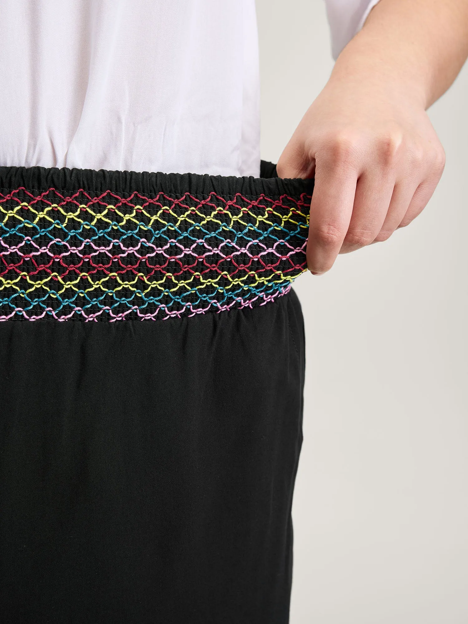 Colorful Shirred Waistband Ruffled Hem Pants sold by Bloomchic product image thumbnail 3