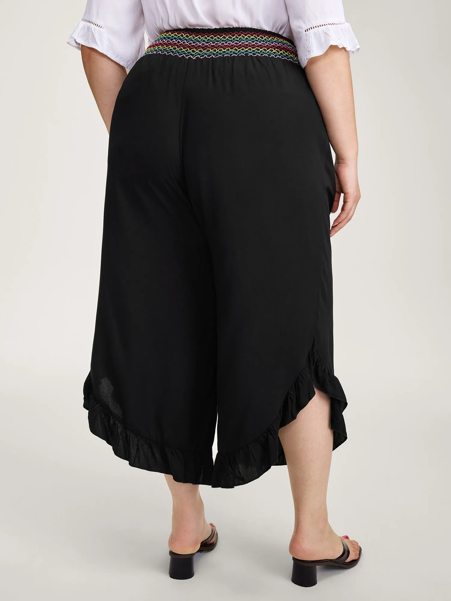 Colorful Shirred Waistband Ruffled Hem Pants sold by Bloomchic product image thumbnail 4