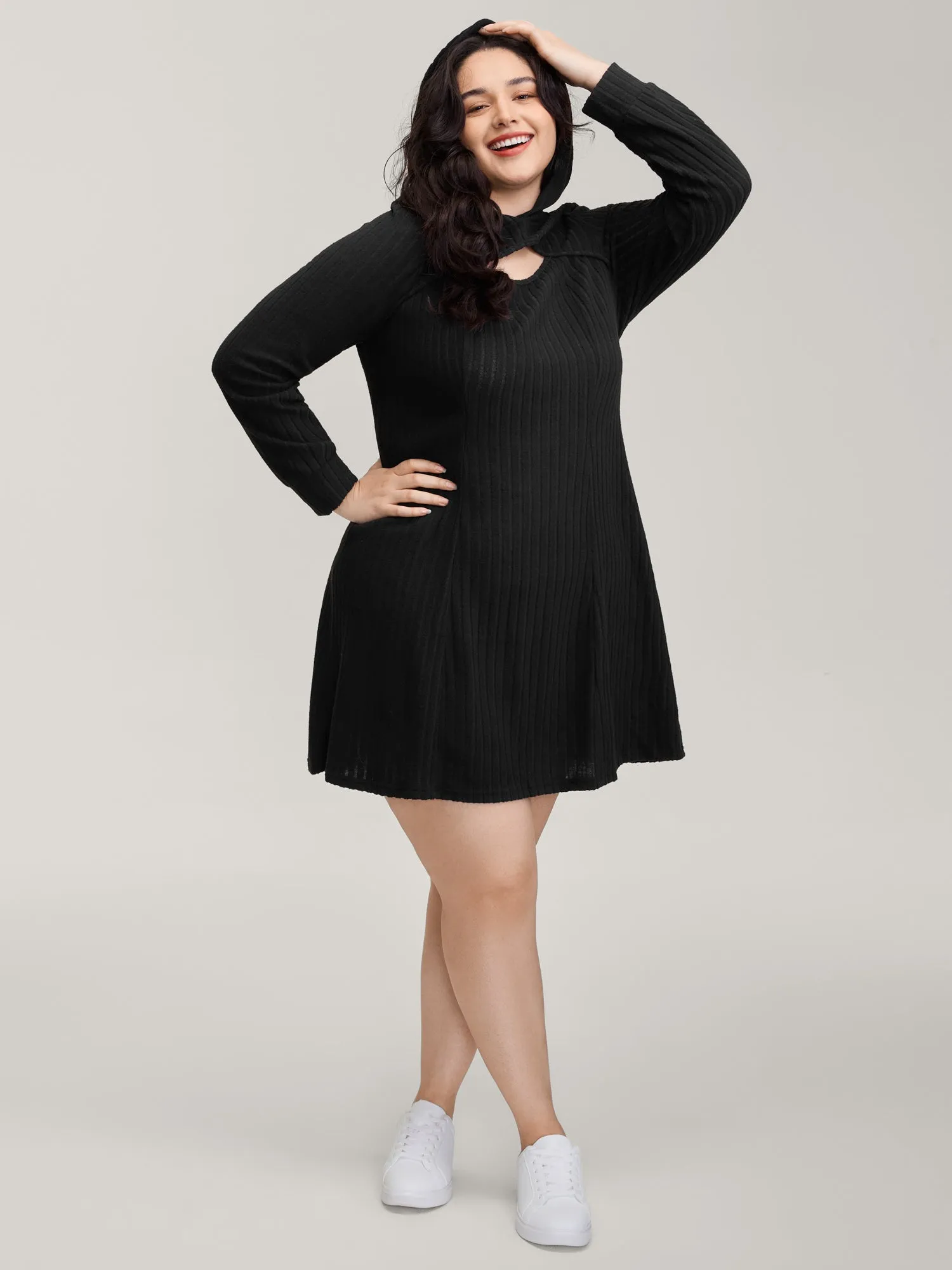 Textured Neck Cut-Out A-Line Midi Dress sold by Bloomchic product image thumbnail 3