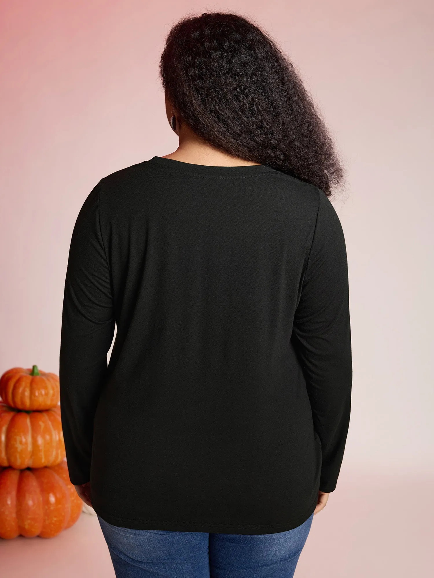 Pumpkin Sequins Crewneck Knit Top sold by Bloomchic product image thumbnail 4