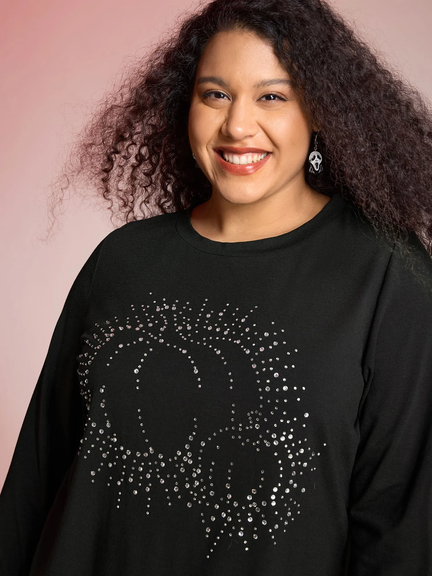 Pumpkin Sequins Crewneck Knit Top sold by Bloomchic