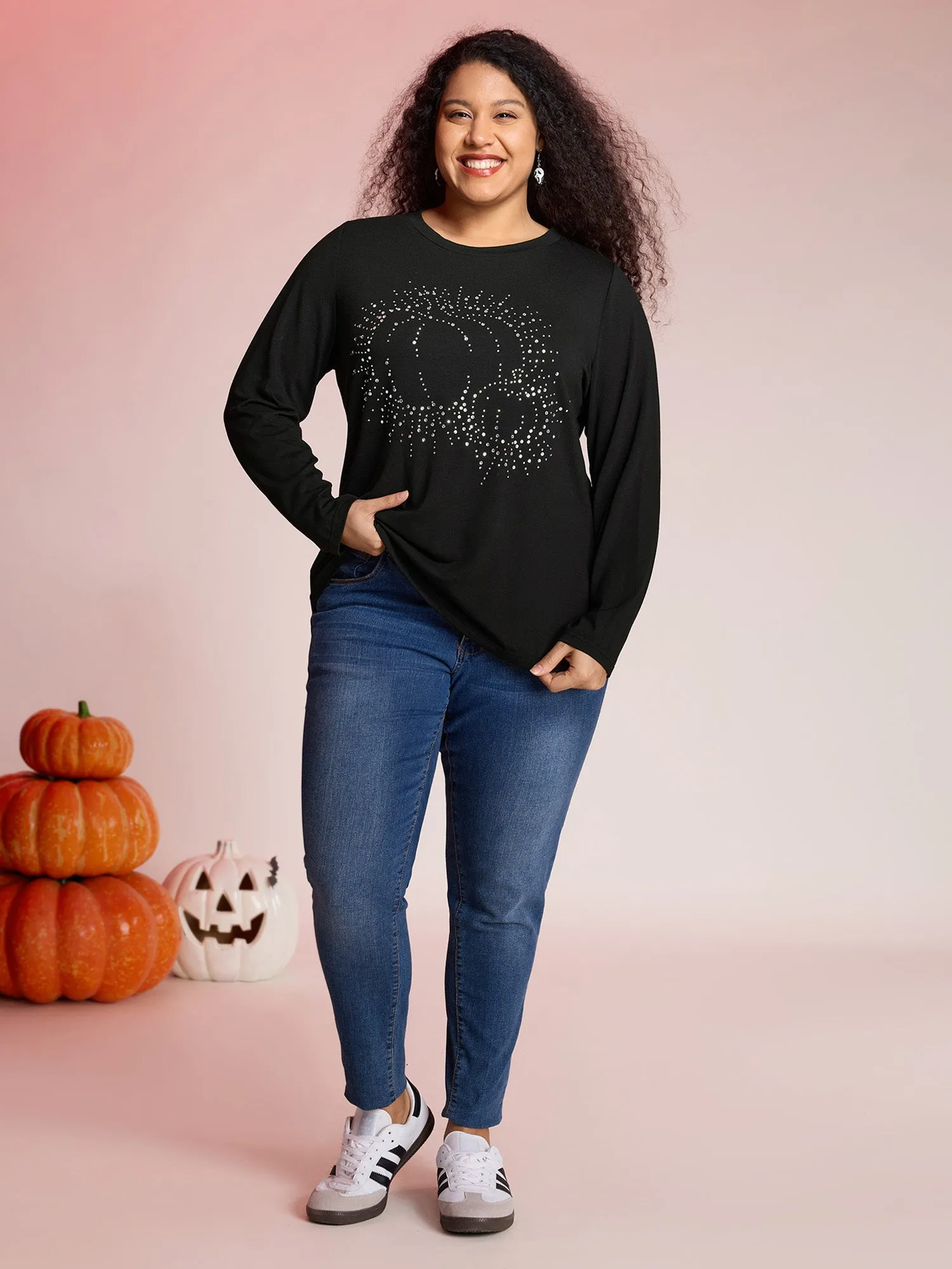 Pumpkin Sequins Crewneck Knit Top sold by Bloomchic product image thumbnail 3