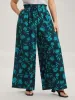 Silhouette Floral Print Drawstring Wide-Leg Pants sold by Bloomchic