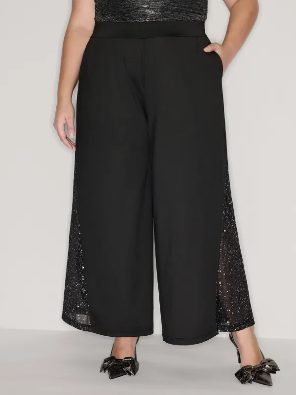 Mesh Spliced Wide-Leg Pants sold by Bloomchic