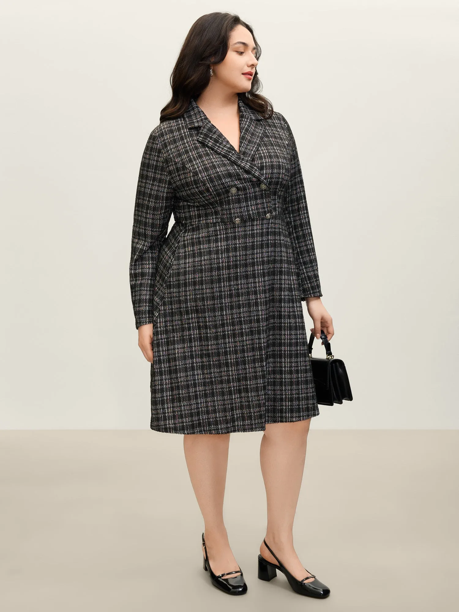 Tweed Stretchy Waist Pockets Midi Dress sold by Bloomchic product image thumbnail 3