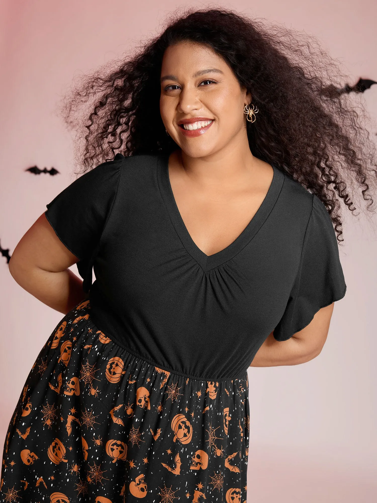 Pumpkin Contrast Print Pockets Maxi Dress sold by Bloomchic product image thumbnail 2