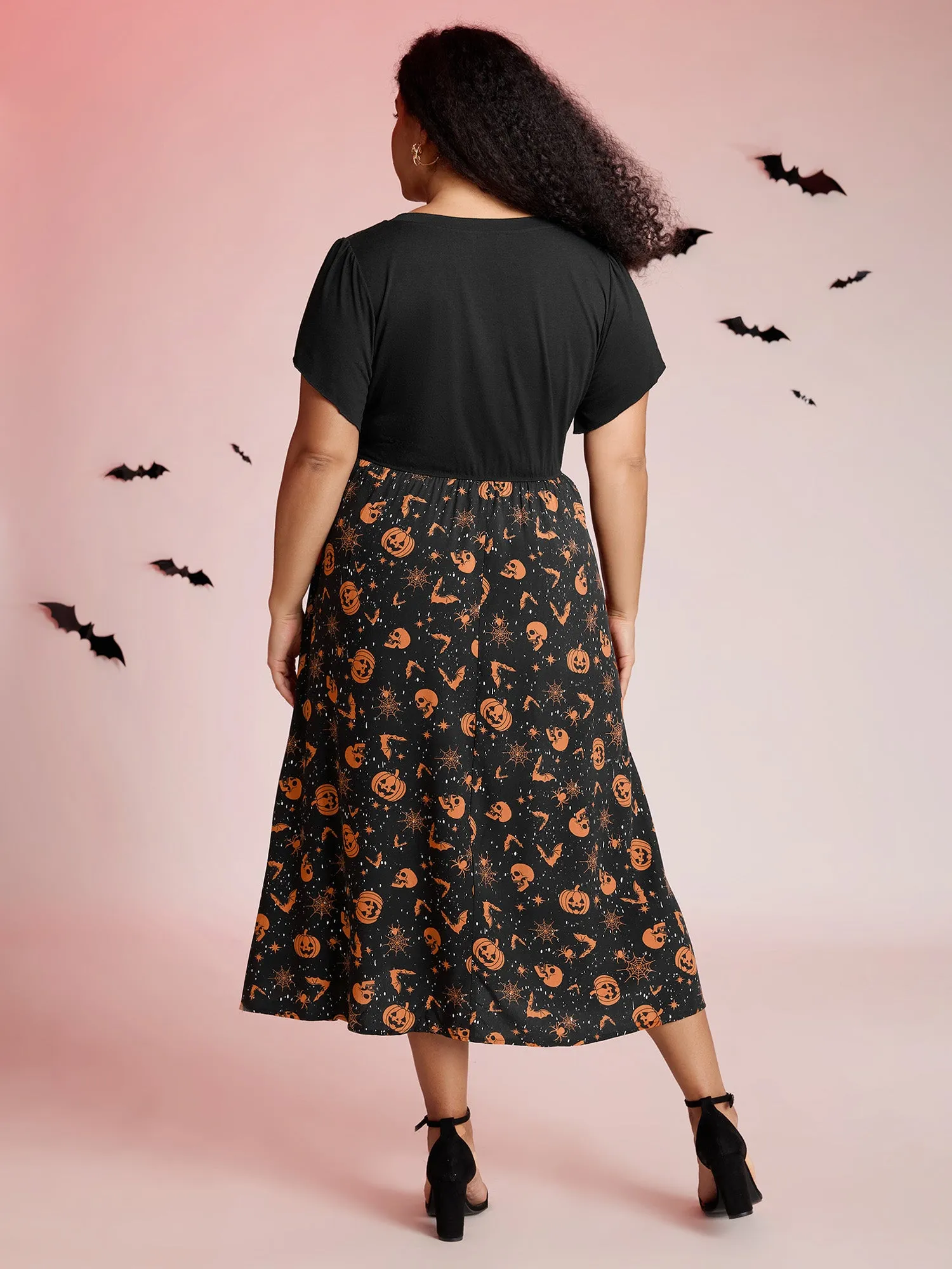 Pumpkin Contrast Print Pockets Maxi Dress sold by Bloomchic product image thumbnail 4