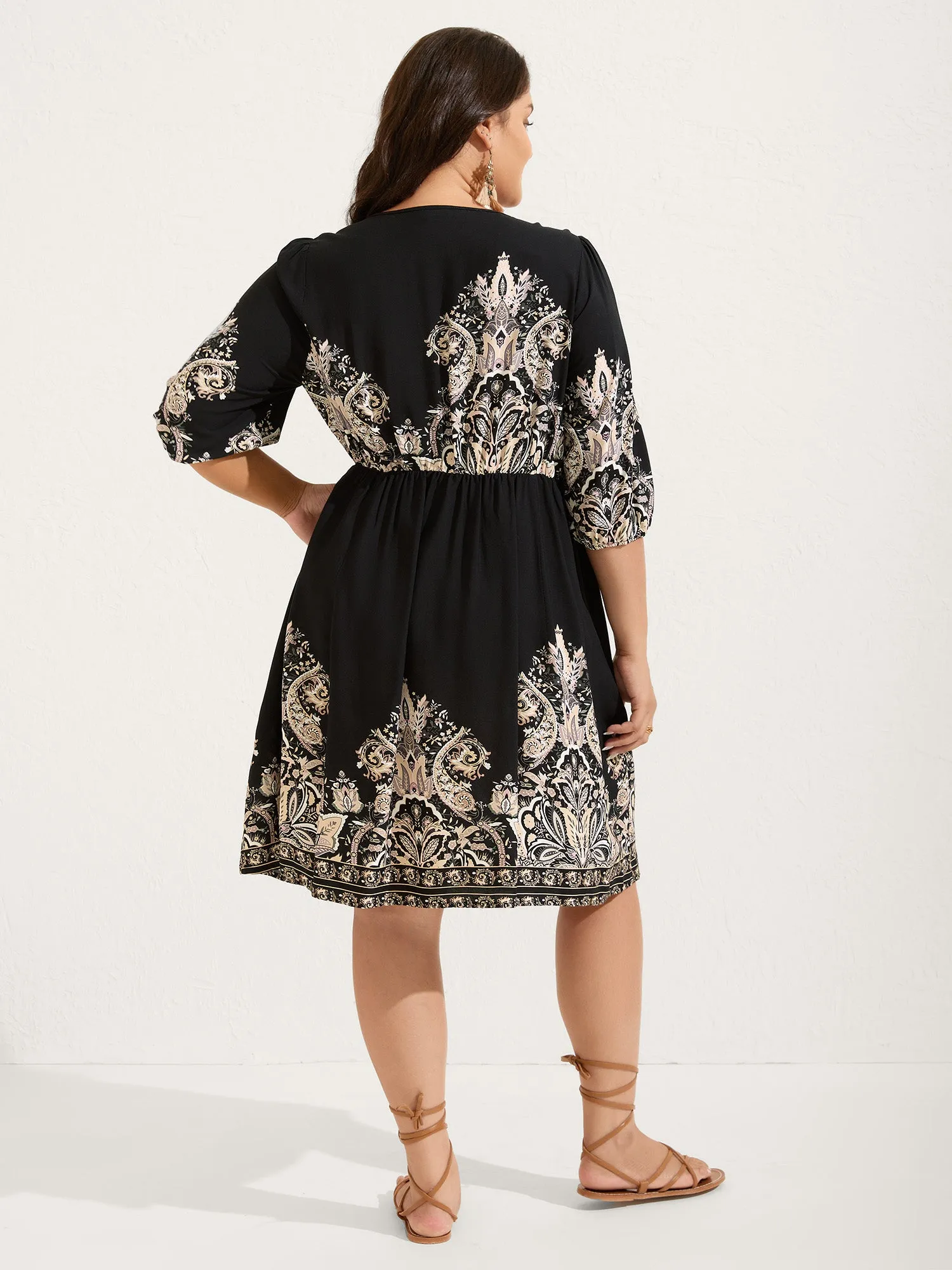 Paisley Print Rayon Contrast Midi Dress sold by Bloomchic product image thumbnail 4