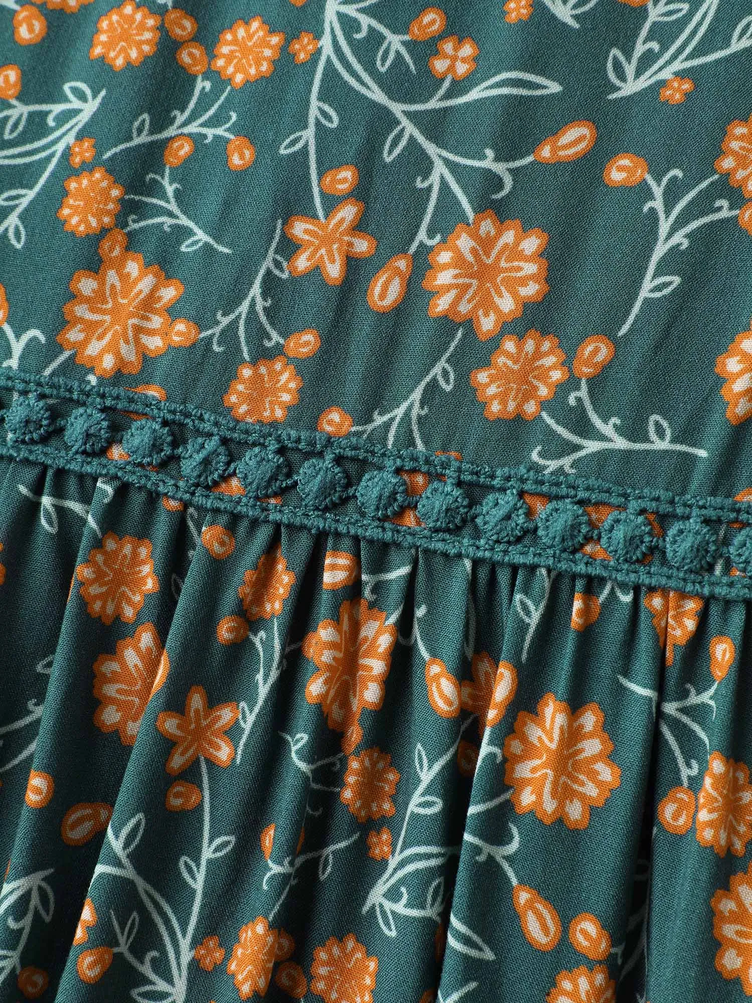 Rayon Floral Print Neck Tie Pockets Maxi Dress sold by Bloomchic product image thumbnail 5