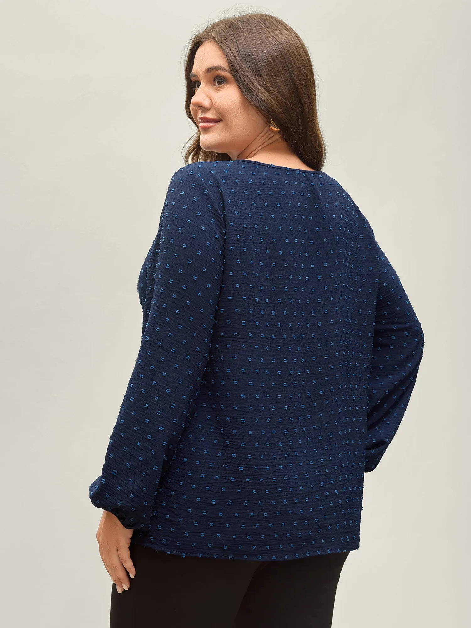 Textured Wavy Detail Puffy Sleeve Blouse sold by Bloomchic product image thumbnail 4