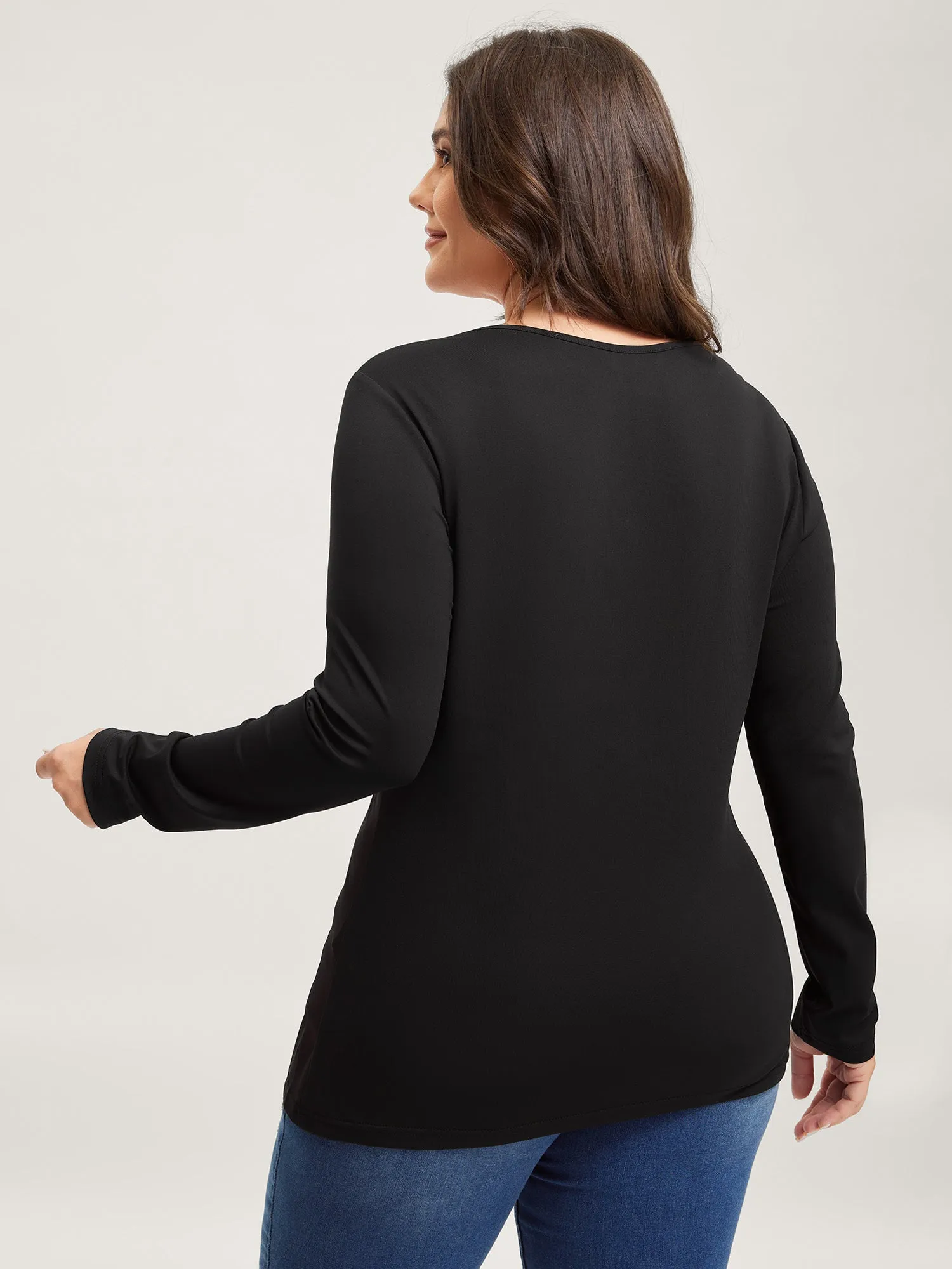 Half-Zipper Neckline Bodycon Fit T-Shirt sold by Bloomchic product image thumbnail 4