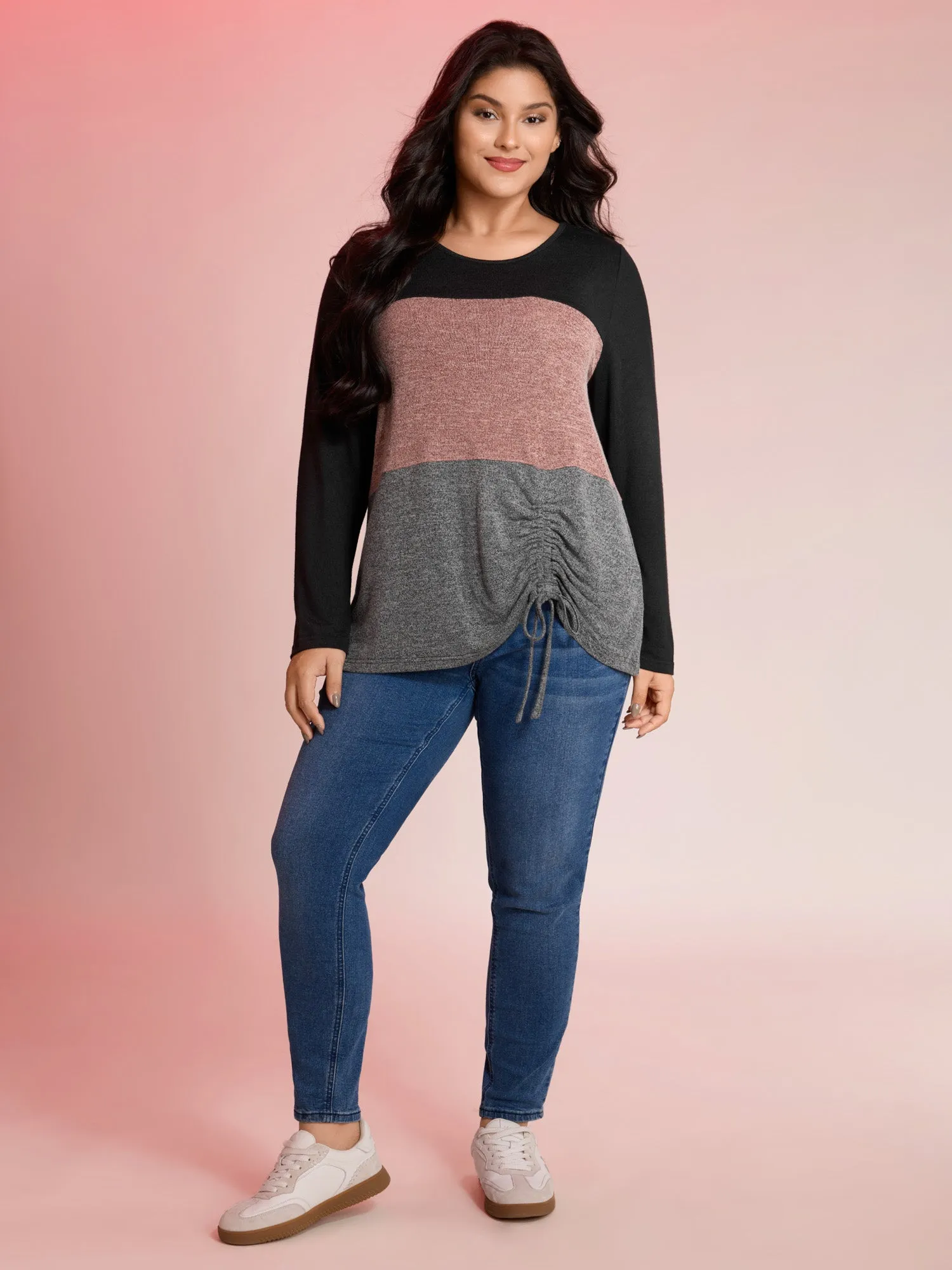 Colorblock Side Drawstring T-Shirt sold by Bloomchic product image thumbnail 3