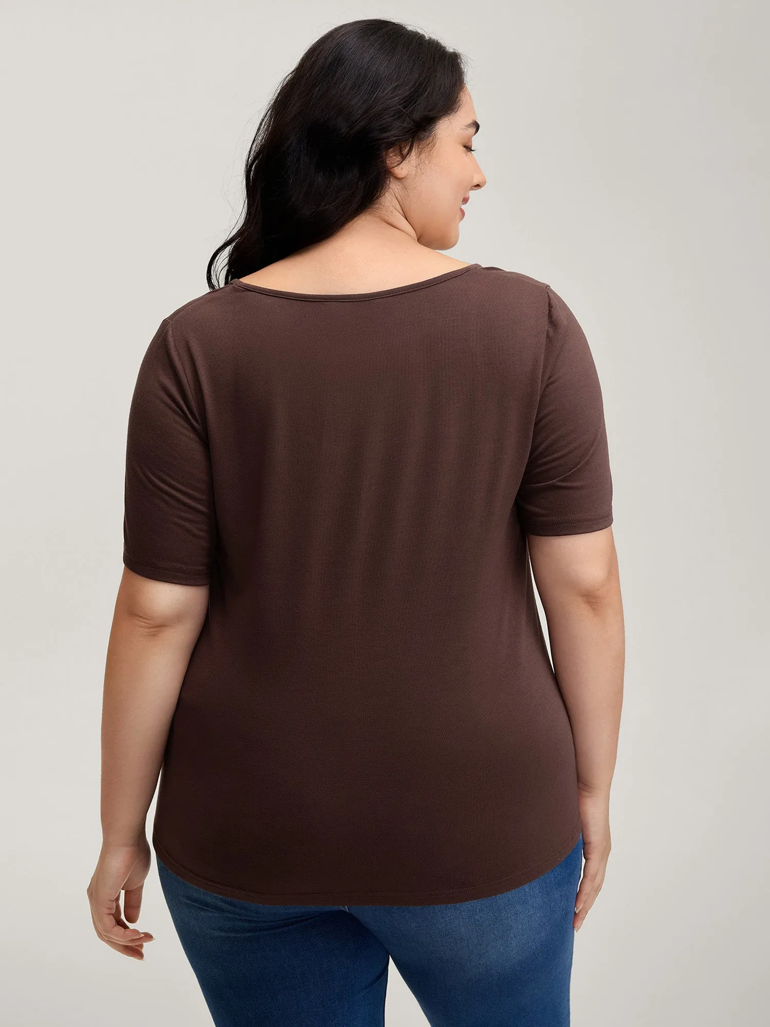 Stretchy Defining Waist Deep Neckline T-Shirt sold by Bloomchic product image thumbnail 4