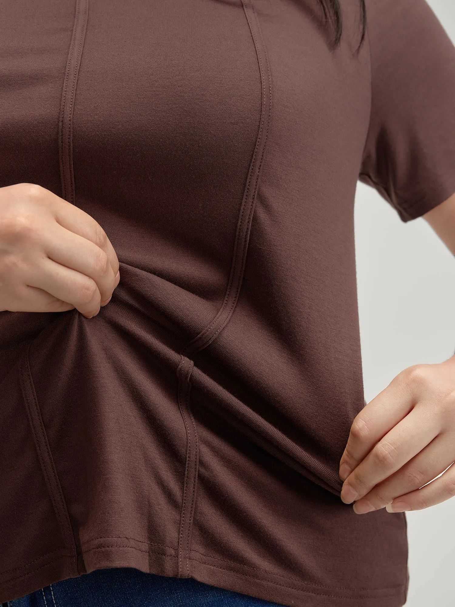 Stretchy Defining Waist Deep Neckline T-Shirt sold by Bloomchic product image thumbnail 3