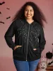 Shimmery Rhinestone Sequin Spiderweb Zipper Hoodie sold by Bloomchic