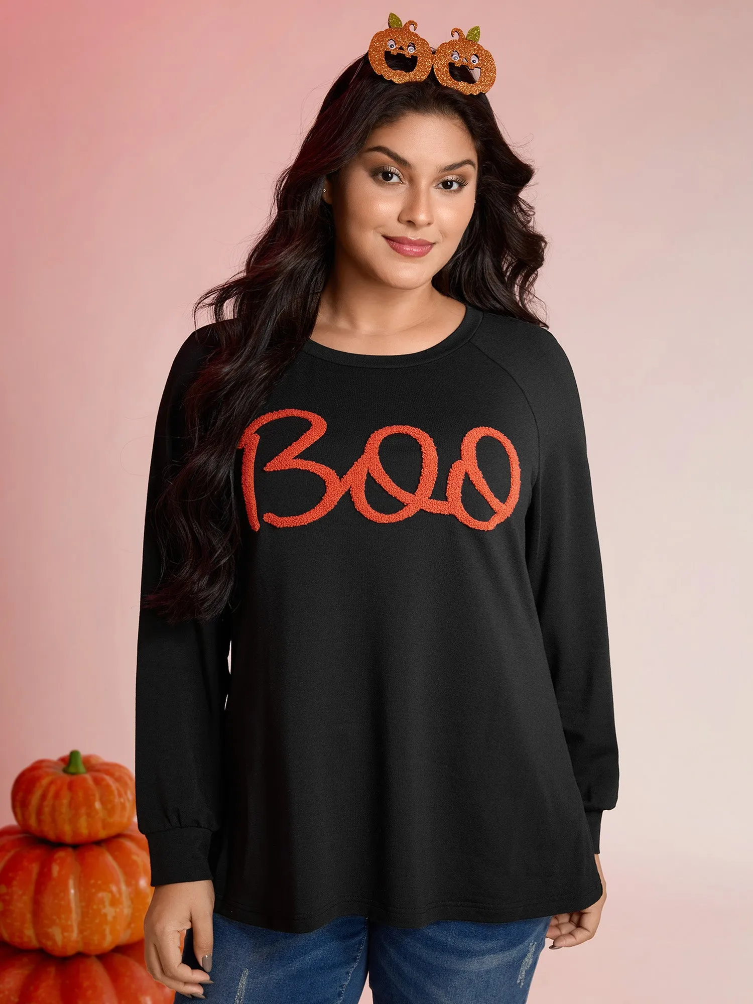 Boo-tiful Embroidery Towel Texture Sweatshirt sold by Bloomchic product image thumbnail 2