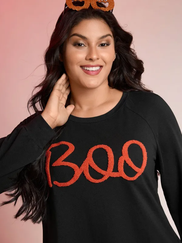 Boo-tiful Embroidery Towel Texture Sweatshirt sold by Bloomchic