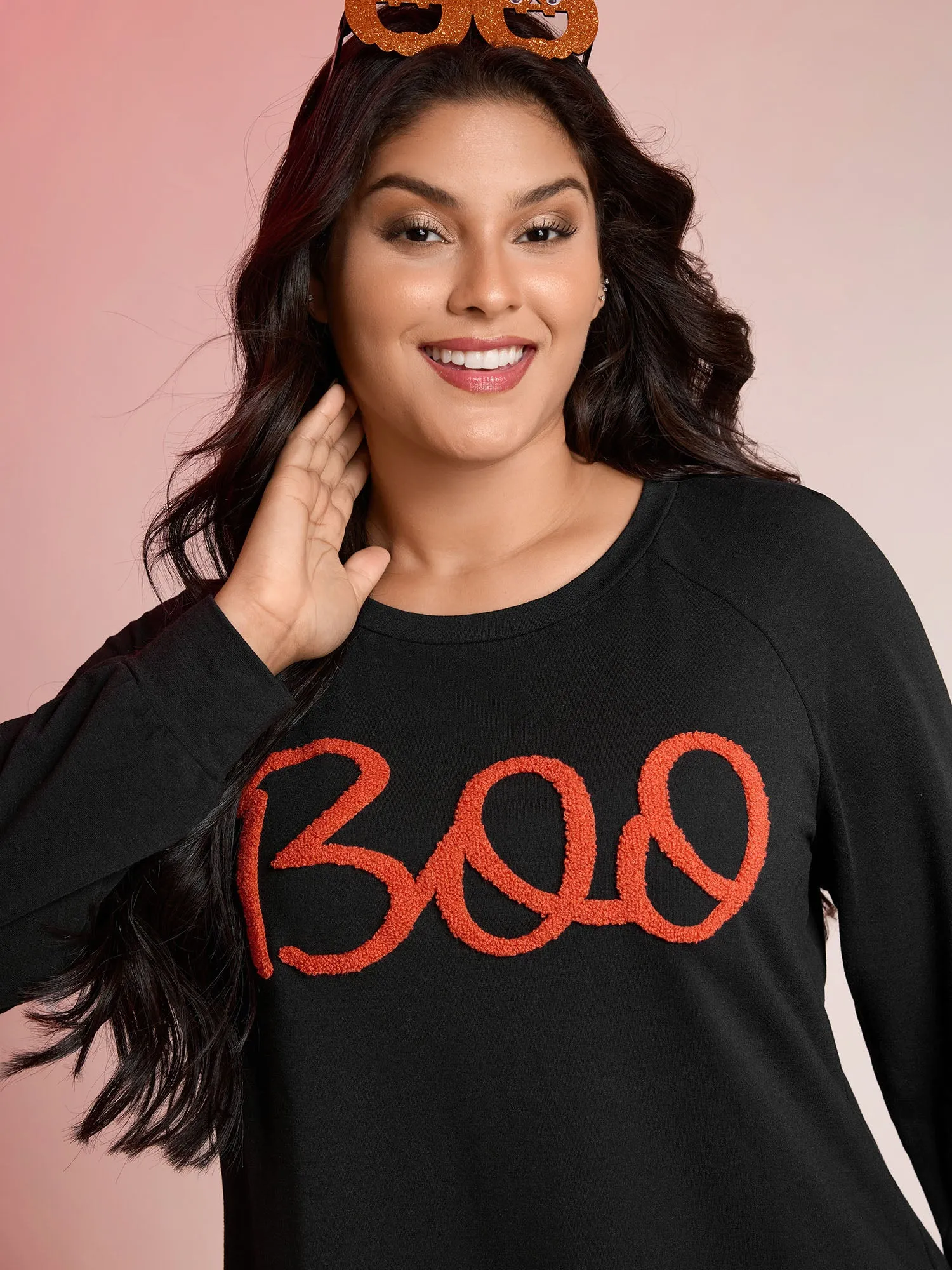 Boo-tiful Embroidery Towel Texture Sweatshirt sold by Bloomchic